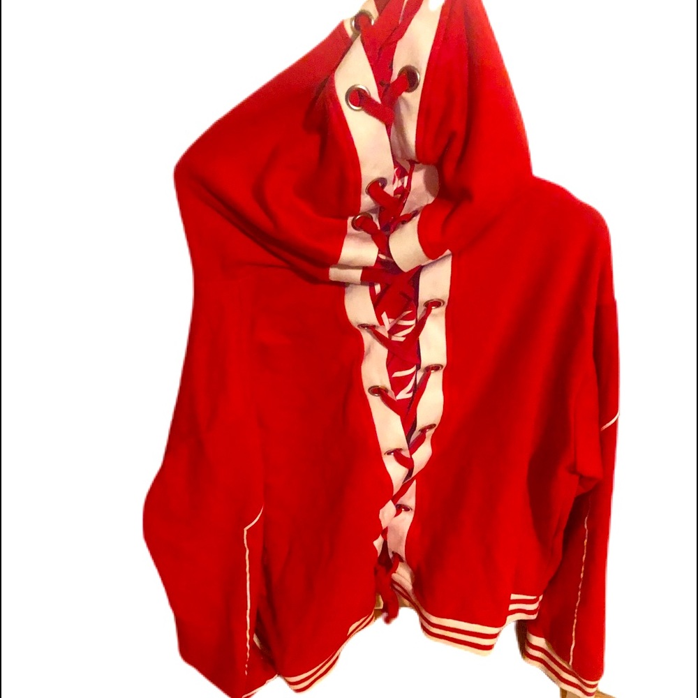 Beautiful plus sized sweatshirt attached hoodie